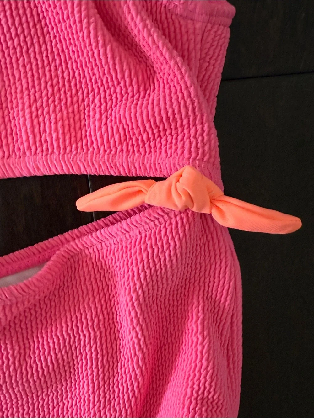 Derek Heart Bright Hot Pink Textured Two-Piece Swimsuit with Coral Side Ties!